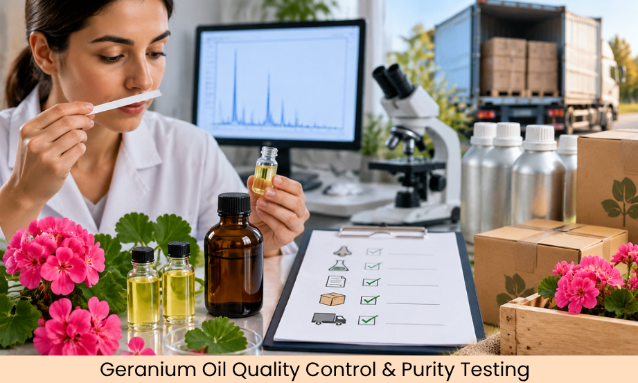 Geranium Oil Quality Control: How Bulk Buyers Evaluate Purity and Batch Consistency