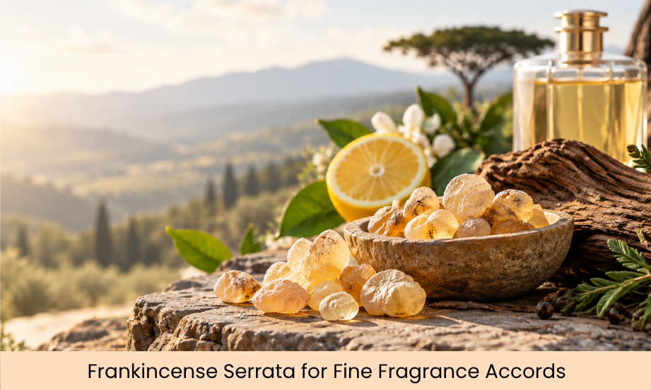 Frankincense Serrata in Fine Fragrance: Building Woody, Citrus and Balsamic Accords